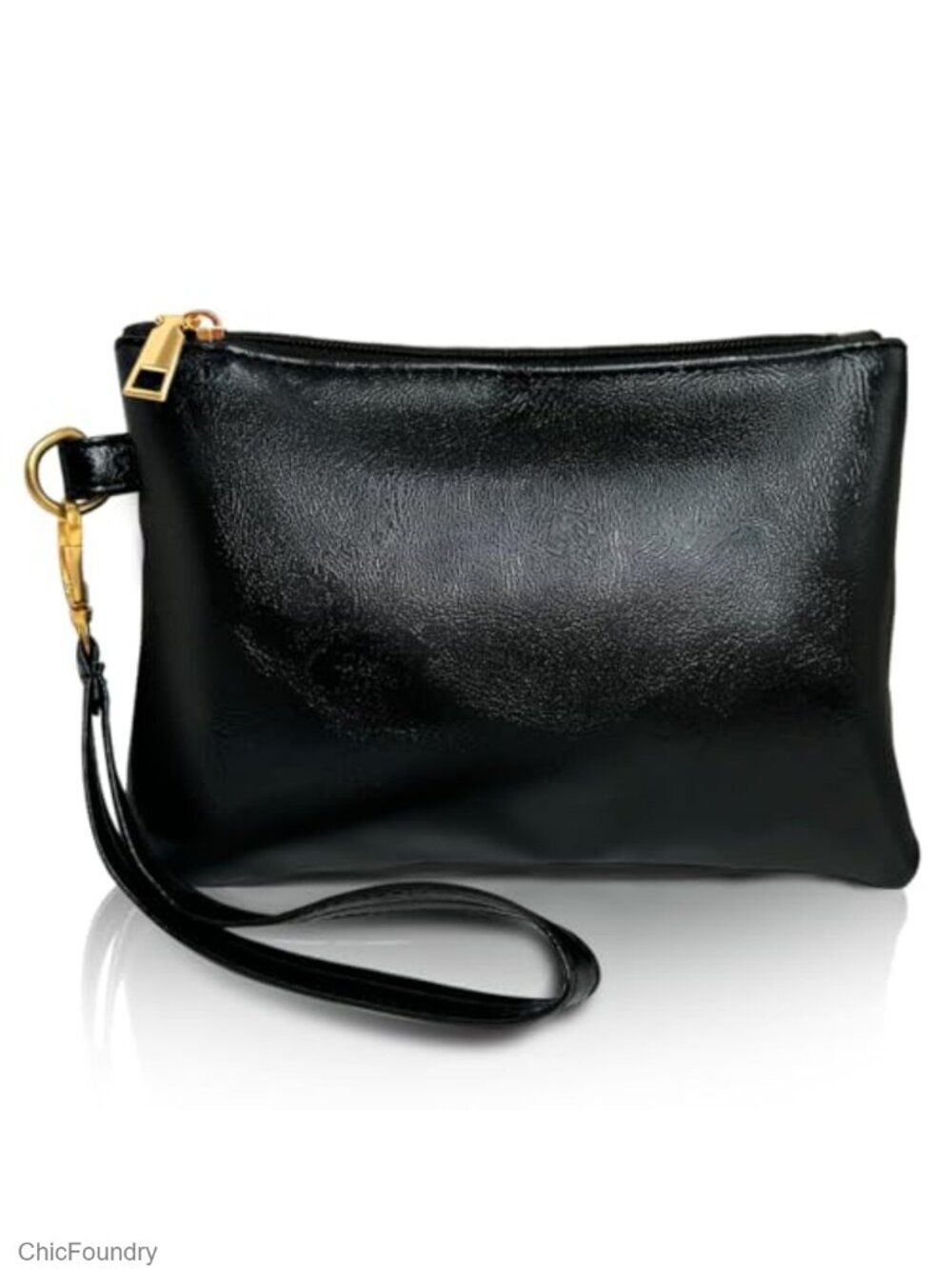 PU Leather Wristlet Clutch Wallet Zipper Purse Detachable Strap